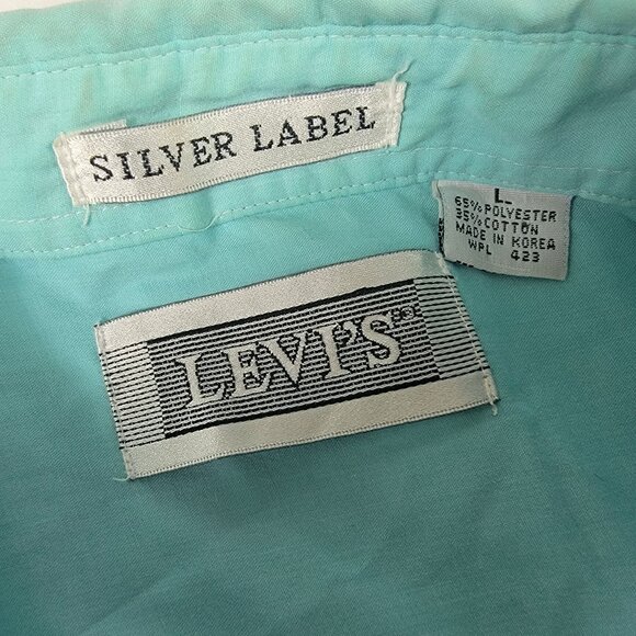 Levis Silver Label Mens Large Short Sleeve Button Down Shirt Turquoise - Picture 4 of 9